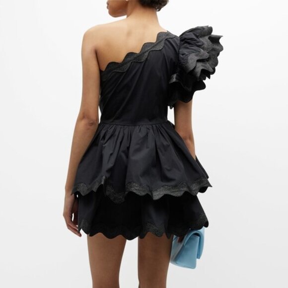 NEW CELIA B Lava Dress One Shoulder Black Cocktail Mini, Ruffles, XS SOLD OUT - Picture 4 of 15
